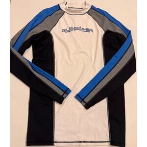 Quiksilver Men's Long Sleeve Rash Guard Blue/White Sz XXL UVTech